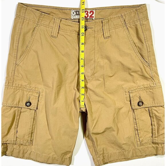 G & M - Men's Size 32 - Tan Cargo Shorts - Pockets 100% Cotton - Picture 8 of 10
